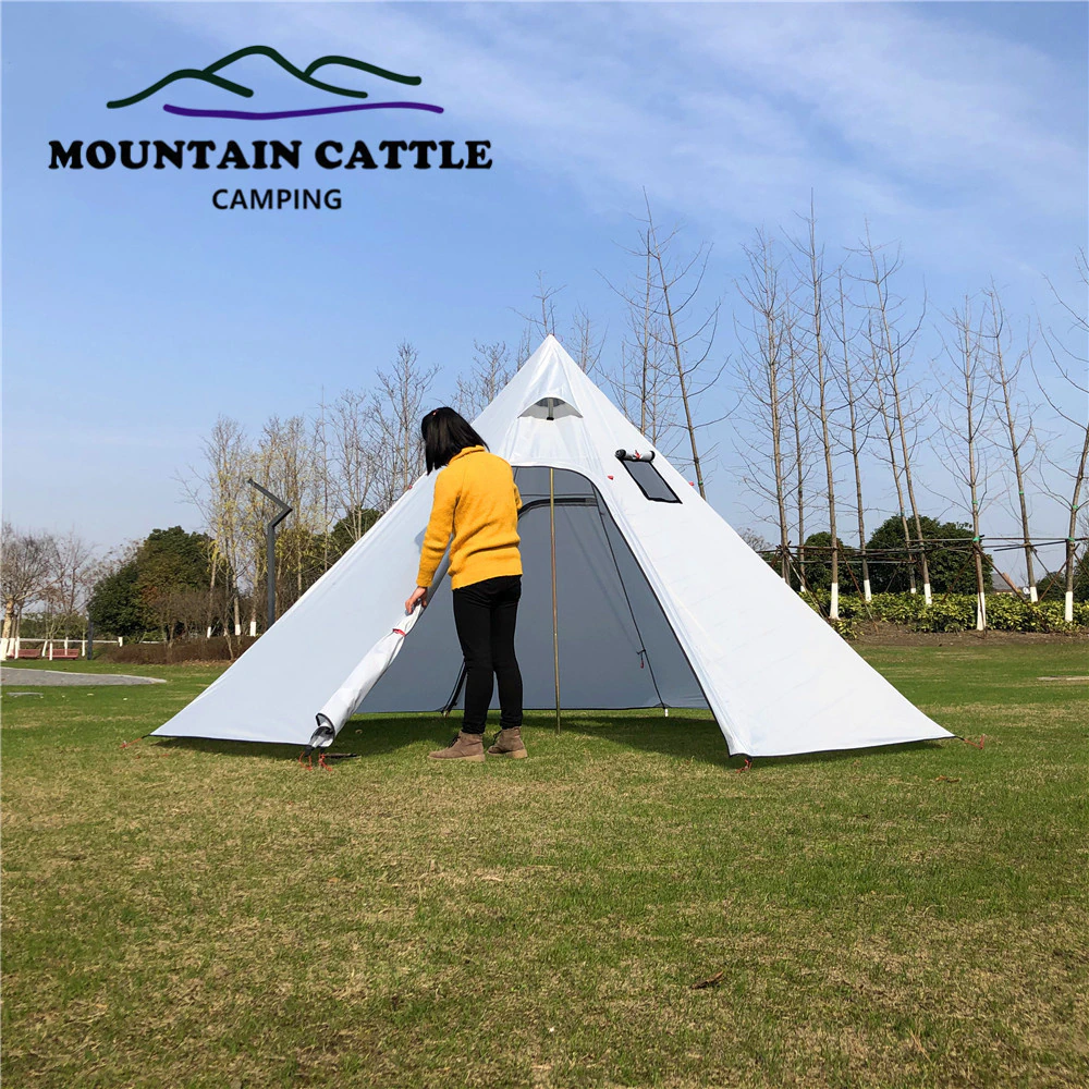 Cheap Goat Tents Winter Ultralight Outdoor Camping Teepee 210T Plaid Pyramid Tent with Snow Skirt Large Rodless Tent Backpacking Hiking Tents Tents 